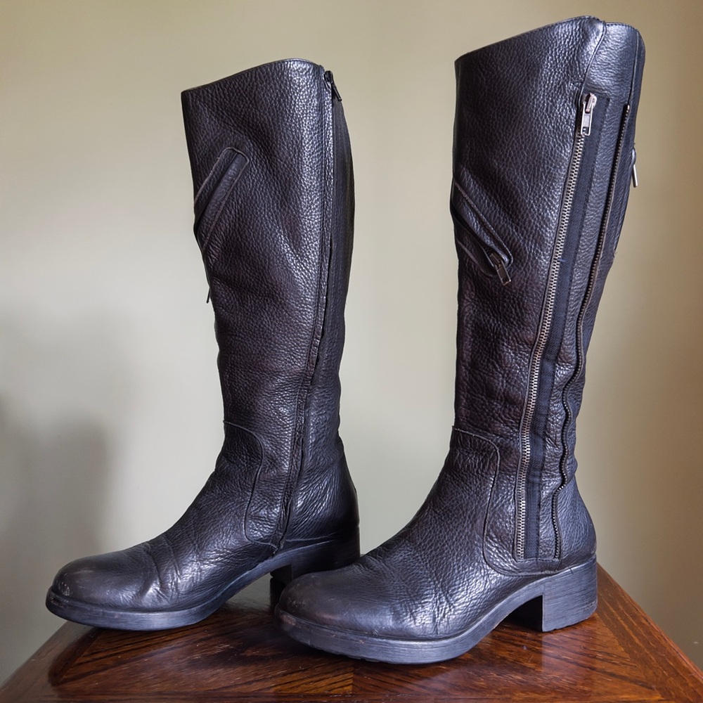 •Sold• Vera Wang Moto Boots, Leather Knee High Boots